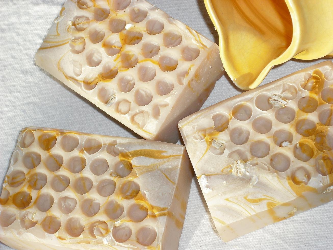 Oatmeal, Milk, and Honey Goats Milk Soap / Honey Comb Design / Cold Process Handmade Soap
