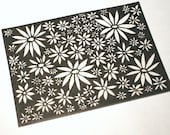ACEO Pen and Ink Drawing . Black and White Drawing . Art Card . Daisy . Flower Art . Abstract Drawing