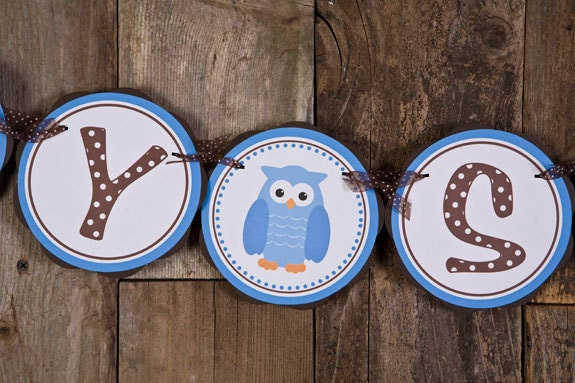 Owl BABY SHOWER Banner - It's a Boy Baby Shower Banner - Owl Theme Baby Shower Decorations in Blue and Brown Il_170x135