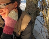 Tri color fingerless glove sleeves arm warmer - pink, rose, oatmeal white
