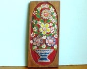 Swedish Style Floral Carved Hand Painted Wood Wall Hanging Cottage Garden