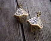 D100 steampunk dice earrings dice jewelry dnd dungeons and dragons toothed bar