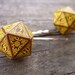 D20 dice bobby pin hair accessories steampunk yellow brown gold geek gamer DnD role playing RPG dice