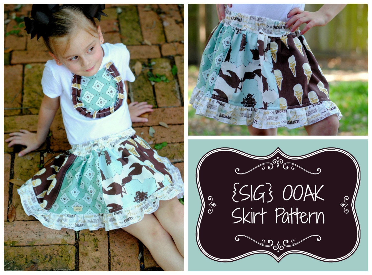 INSTANT Download SIG OOAK (one-of-a-kind) Skirt Pattern for Toddlers - Size 12 month to 5T