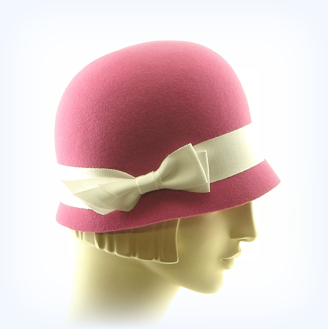 Pink Cloche Hat for Women & Girls - Easy Cloche Hat - Pink Felt Hat
