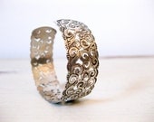 vintage sterling silver filigree cuff // spiral clouds