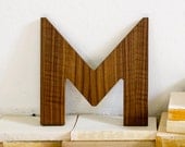 Walnut Wood Letter M Wall Decor