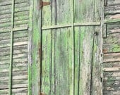 Green Door - 5x5 Fine Art Photograph - Home Decor Old Wood Rustic Wall Art