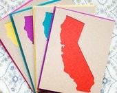 Set of 4 California Die-Cut Card - Kraft & Multi-Color