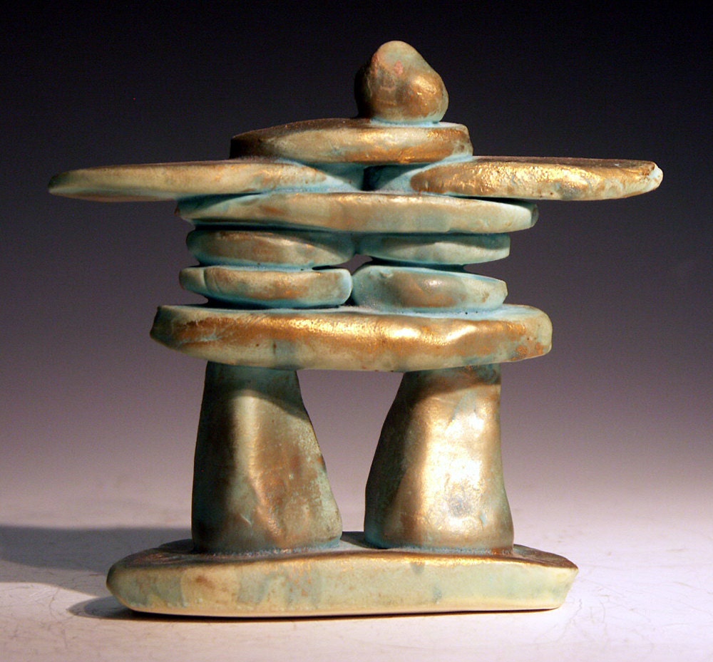 Ceramic and porcelain, Inukshuk sculpture ethnic peoples of the north