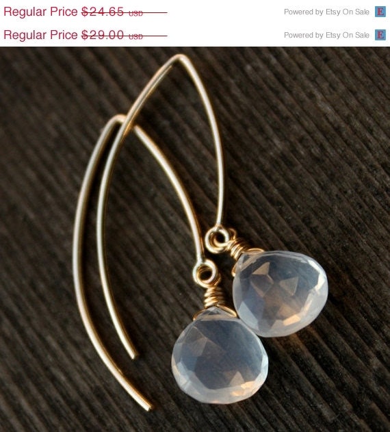 SALE 15 OFF MOTHERS Day Sale Sale - Milky Quartz Earrings - 14Kt Gold Filled Hooks - Dreamy White Earrings, Glacier - Marked Down