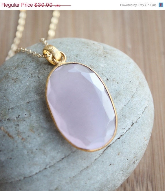 CLEARANCE SALE Gold Pink Chalcedony Necklace - Special of the Week - Valentine's Day Gifts