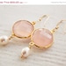 SALE 15 OFF Pink Chalcedony and White Freshwater Pearls Earrings - Just Peachy - Spring Weddings
