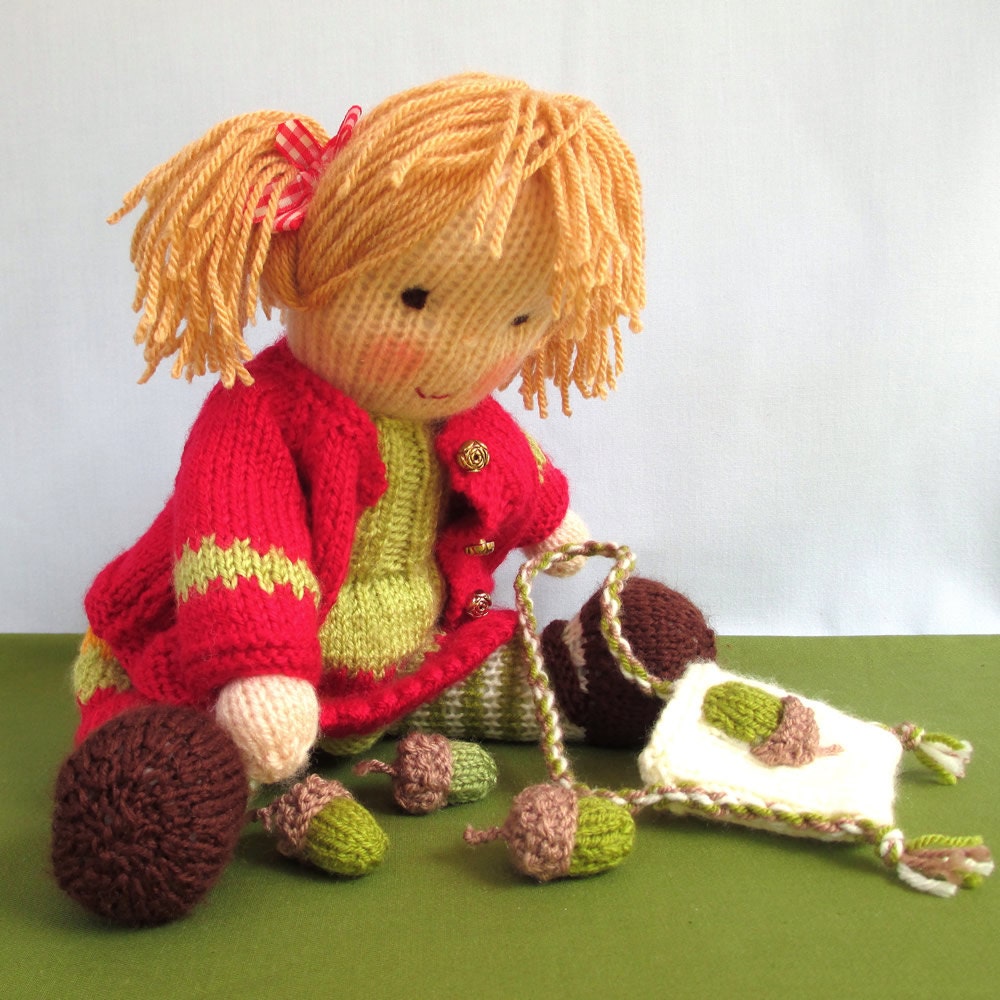 Little Nellie Nutkins - knitted toy doll - INSTANT DOWNLOAD - PDF email knitting pattern - ePattern