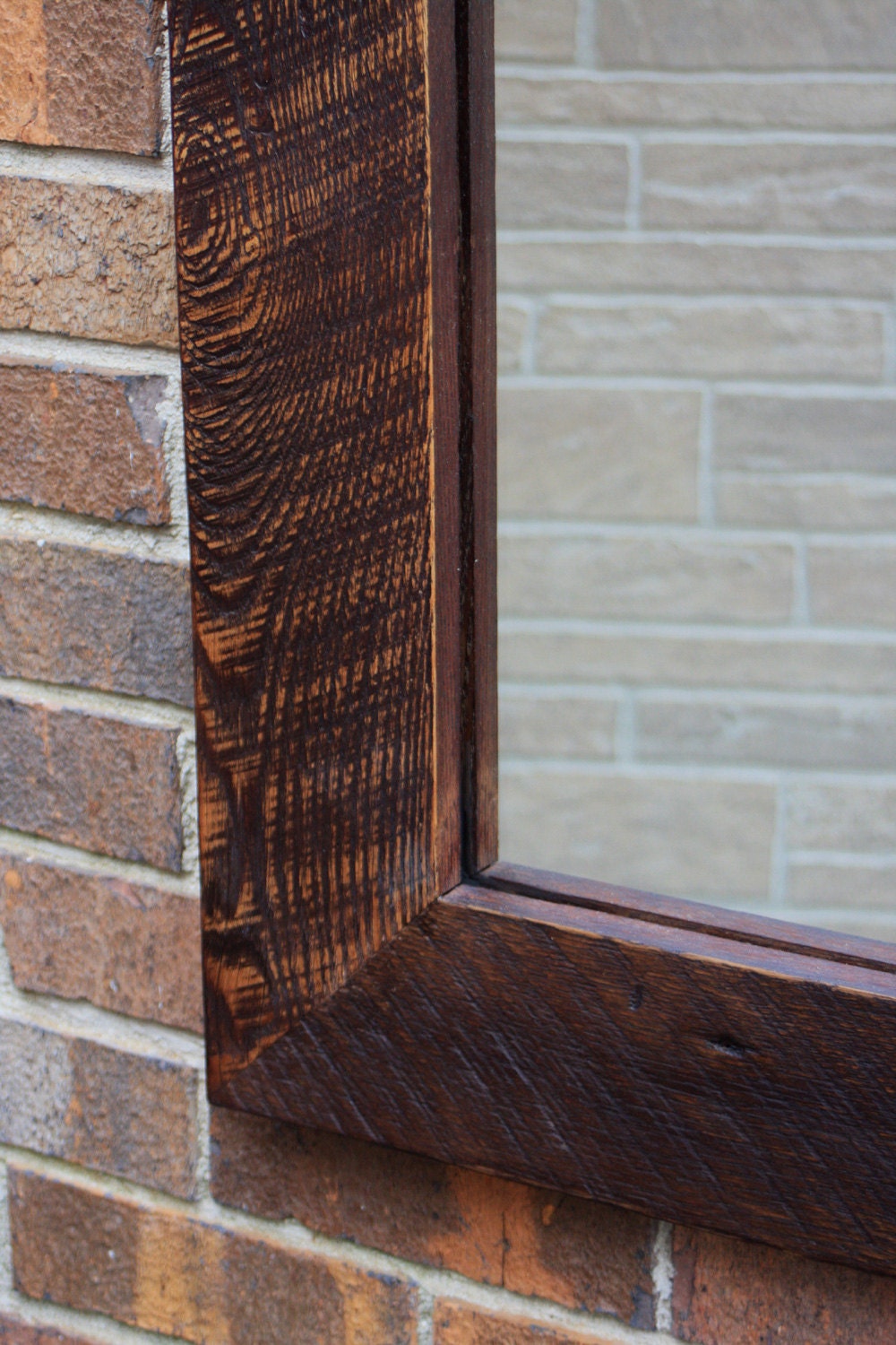 Reclaimed Wood Framed Mirror, 4" Wide Frame, Java Finish, 32 x 40 - Handmade