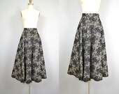 1940s Skirt . 40s Rhinestone Party Skirt .  Floral Lace & Gingham Evening Dress Skirt