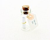 Save the date, message in a bottle, rustic, hand typed, gold and pink