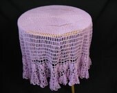 doily allowance. vintage lilac crochet / knit round tablecloth / table cover.