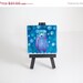 ON SALE Colorful Bear Totem, Miniature Painting, Whimsical Small Art, Children's Animal Character, Blue - Original Mini Painting by Kimber