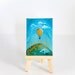 ON SALE Miniature Painting, Hot Air Balloon, Grass, Hill, Summer, Green Teal Blue, Mini Canvas - Original Painting by Kimberly Kling