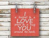I Love You a Bushel and a Peck -Nursery Rhyme Quote - Red - 5x5 Art Print, Valentines, Mothers, Fathers Day Gift
