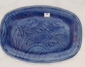Blue, ceramic platter, with fish design