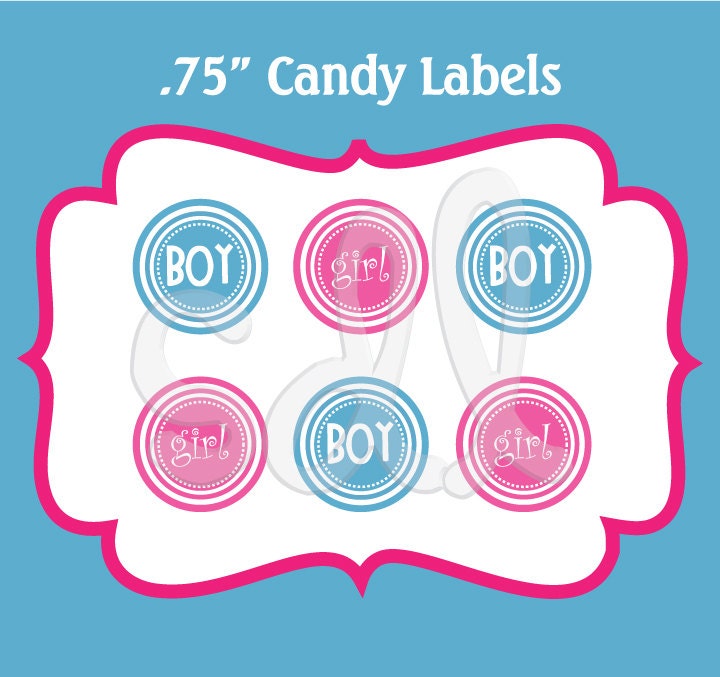 PRINTABLE PDF Gender Reveal Chocolate Candy Labels Il_170x135