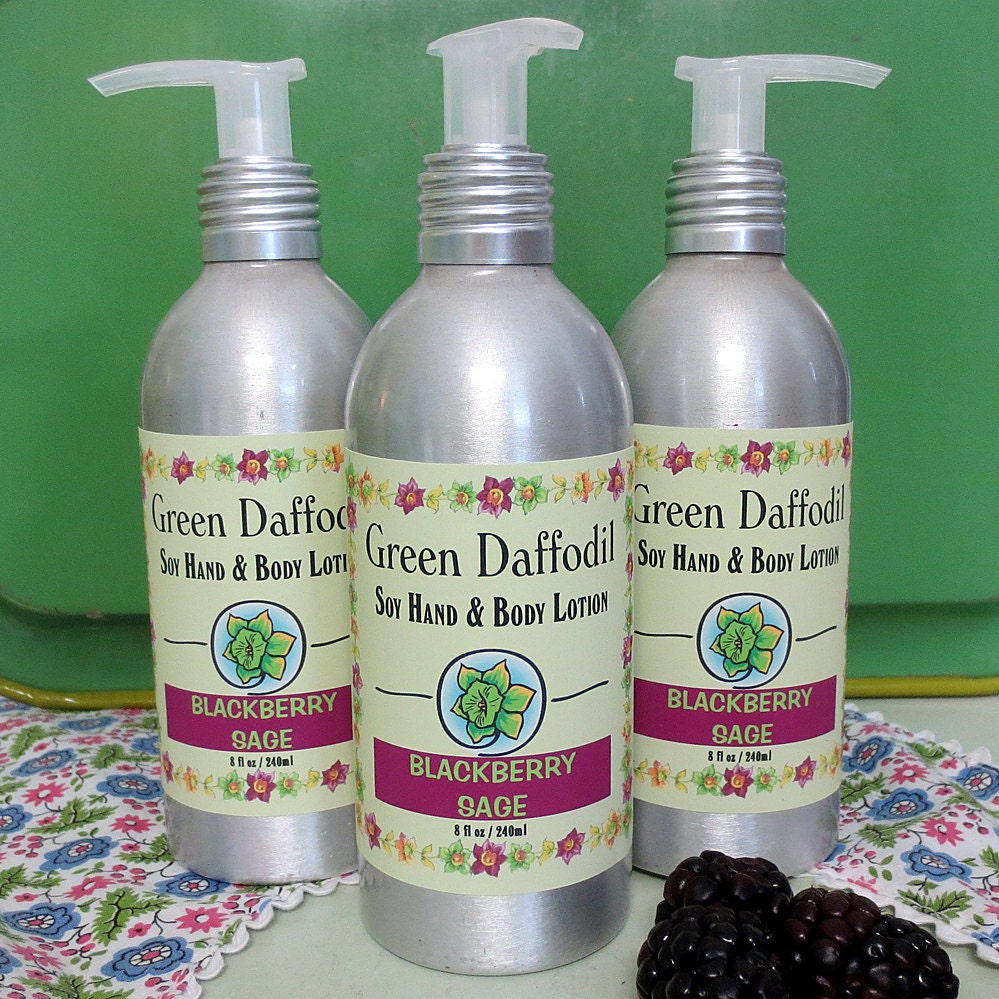 Blackberry Sage Soy Hand & Body Lotion - Green Daffodil - VEGAN