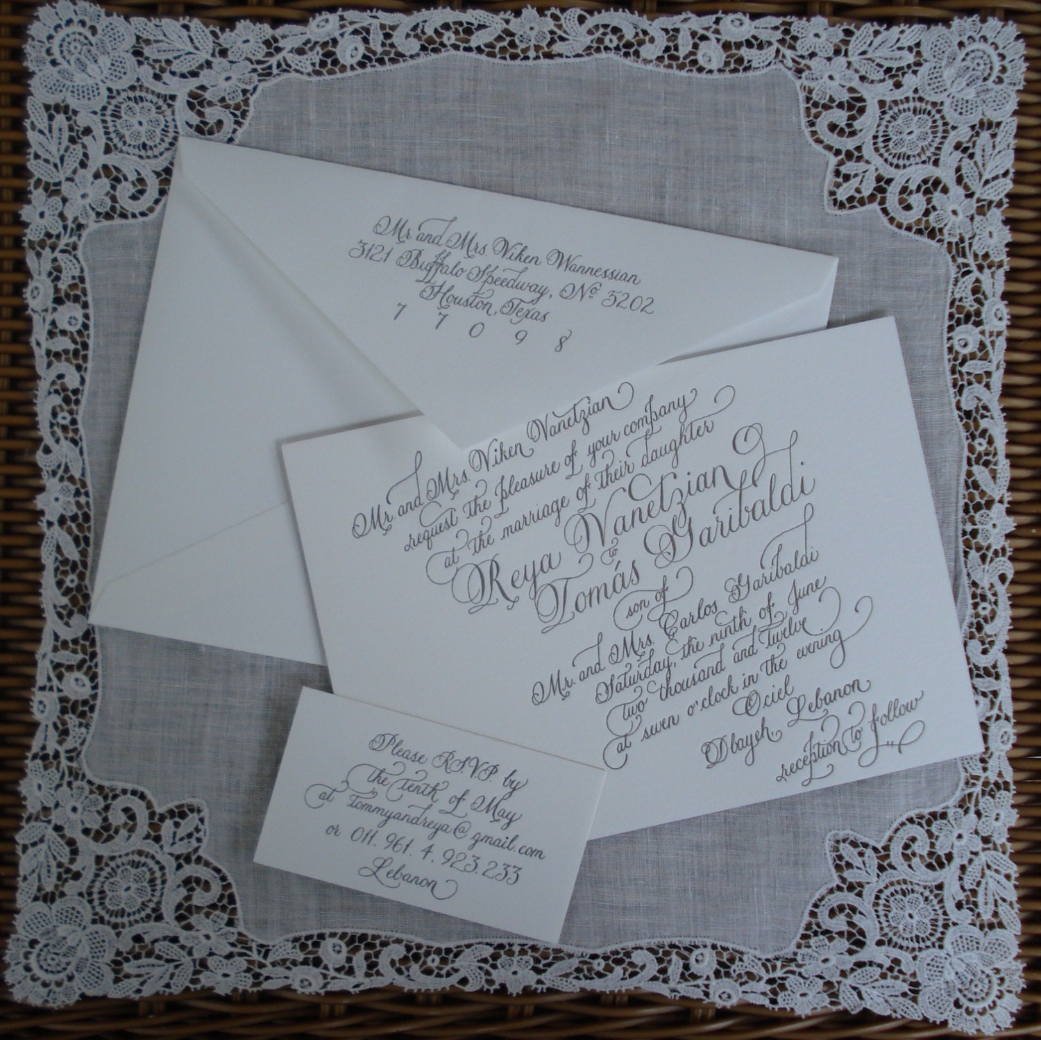 hand-lettered calligraphy invitations