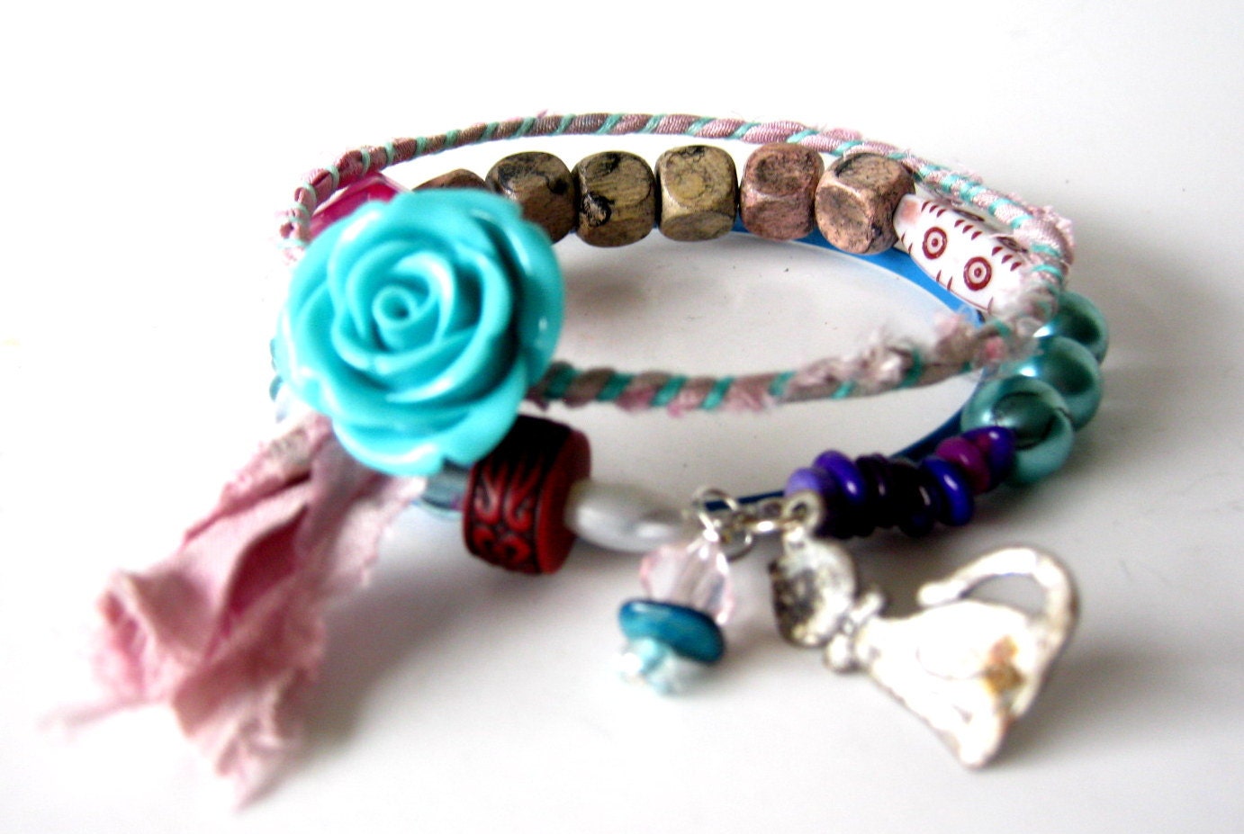 gypsy bangle stack bracelets - boho vintage inspired - mini stack - 3 bangles