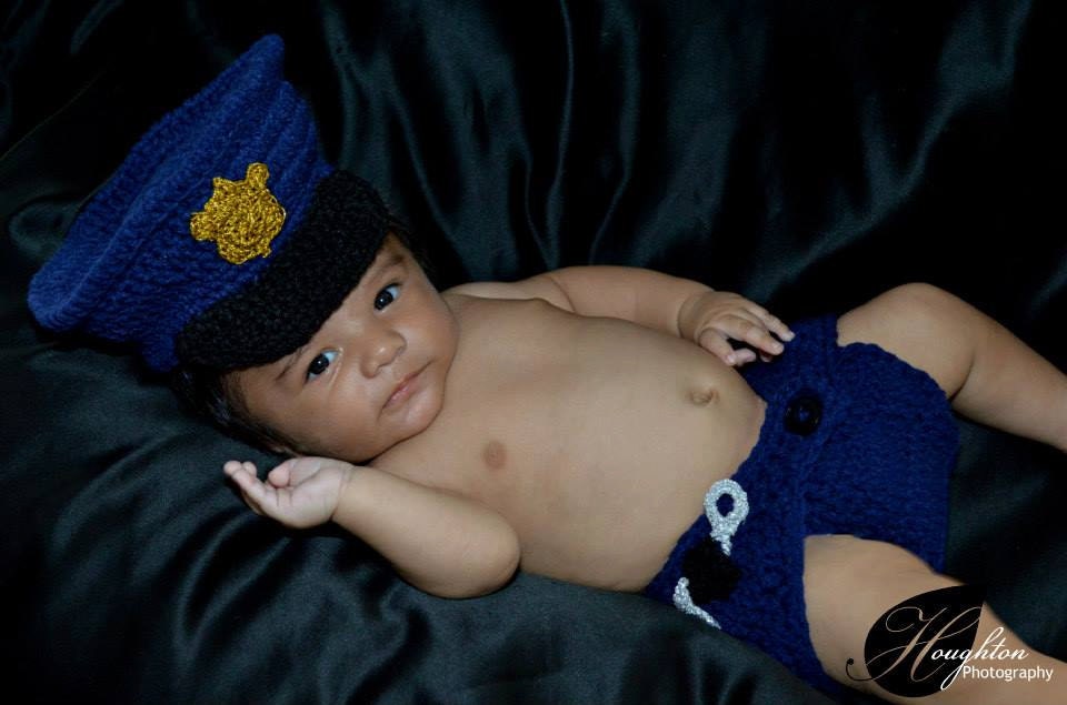 Baby police hat diaper cover with attached hand cuffs pick the size and colors