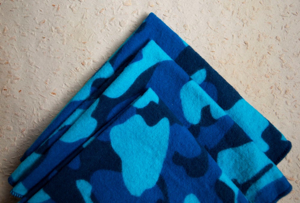Large Flankie - Light and Dark Blue Camo Flannel Handkerchiefs - Set of 3