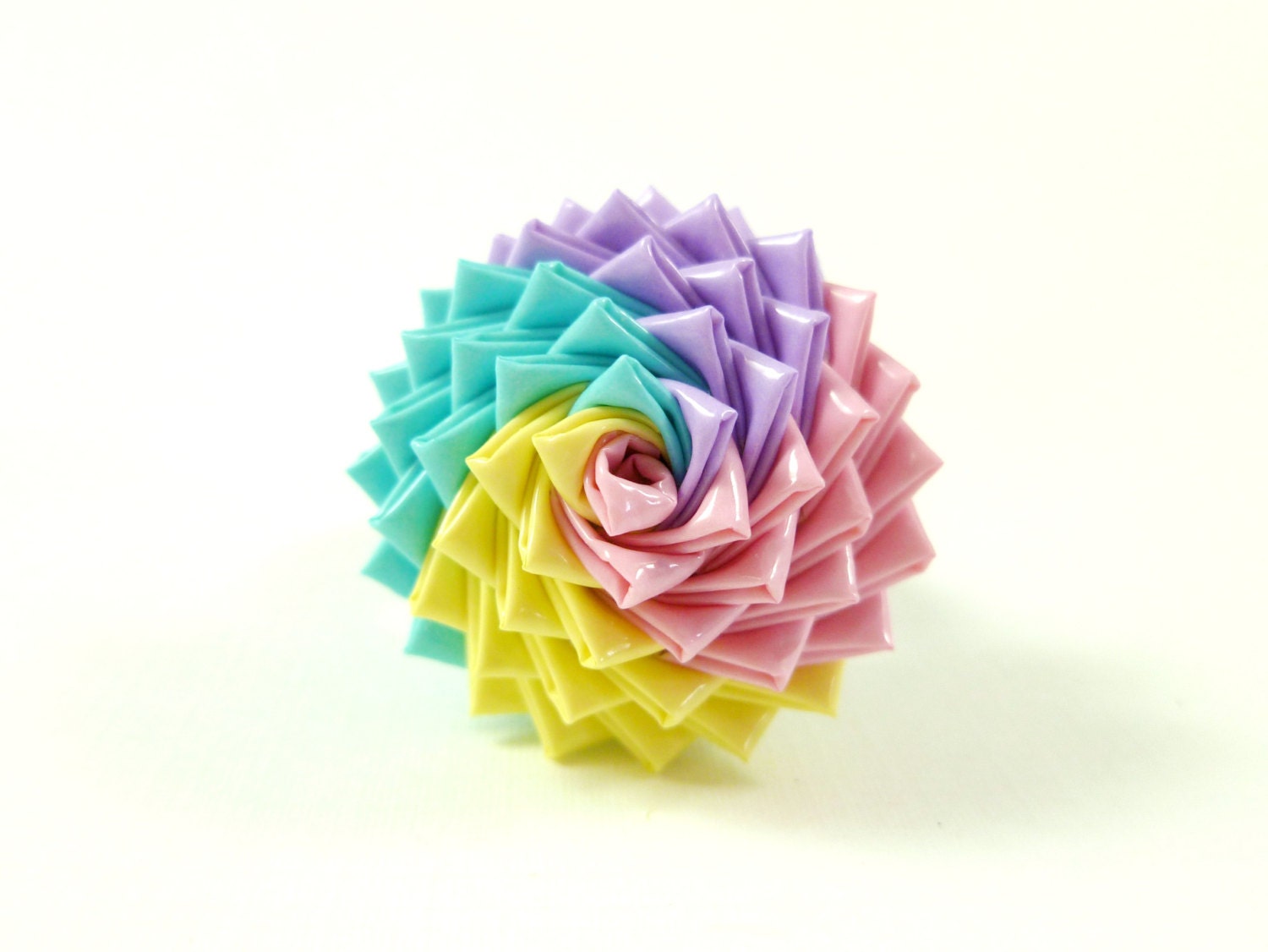 Pastels Duct Tape Rose Ring with Pink, Yellow, Blue, and Purple