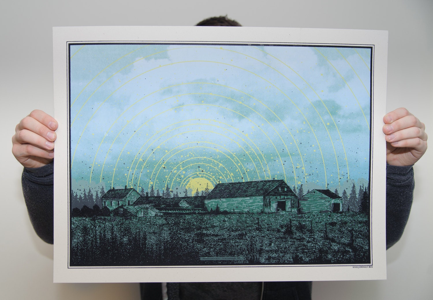 Screen Printed Poster of Maine Farm