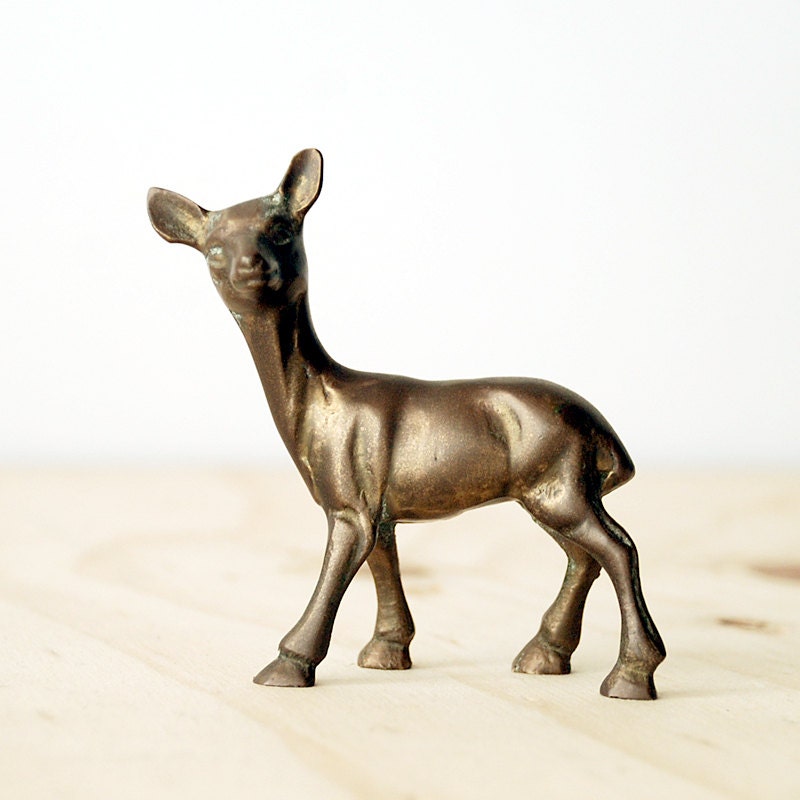 Vintage Brass Deer Figurine - Small