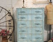 Painted Cottage Chic Shabby Aqua French Dresser CH22