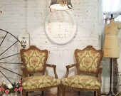 Painted Cottage Chic Shabby Vintage Romantic French Louis Fireside Chairs