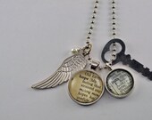 Vintage Dictionary Word Necklace Pendant HOPE FAITH