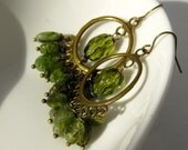 Peridot Chandelier Earrings, Brass Jewelry, Green Gemstone Earrings, Under 30, Boho August Birthstone