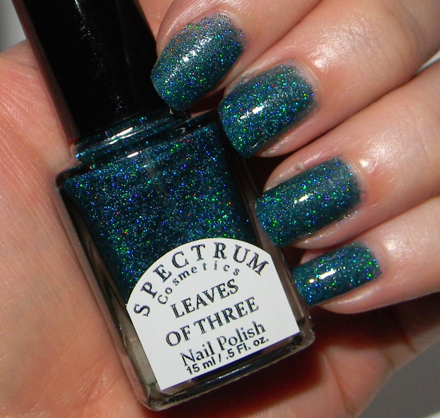 LEAVES OF THREE  Teal Green Holographic Glitter Nail Polish