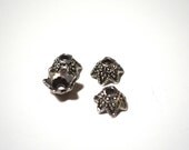 Antique Silver Bead Caps, Pewter Alloy, Lead Free, Nickel Free, 8 mm, 4 pieces, Jewelry Supplies, Jewelry Findings