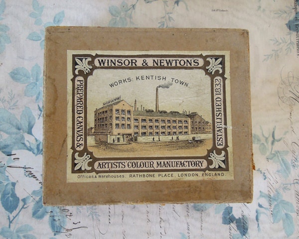 Antique cardboard box- Windsor and Newton paints.