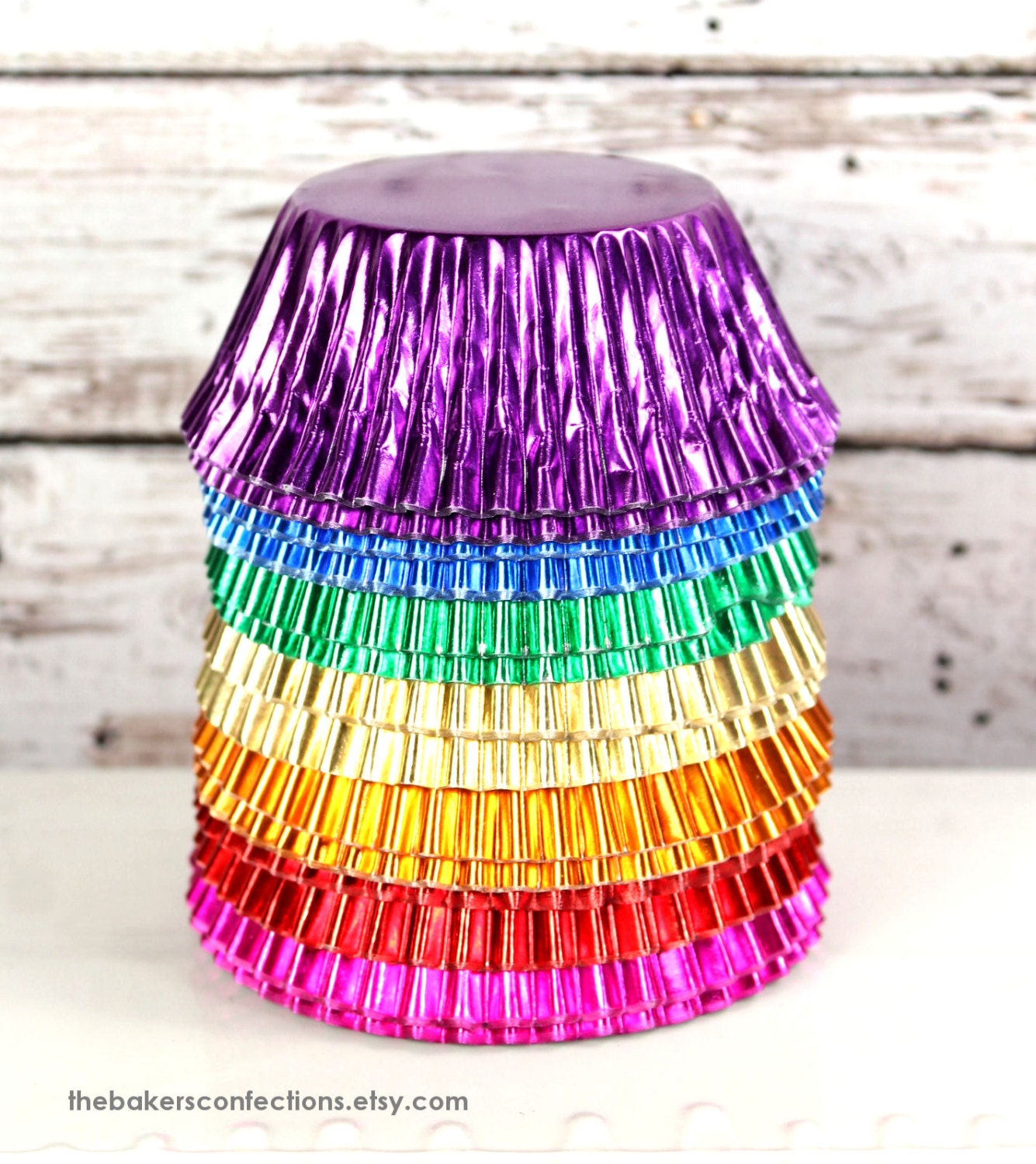 NEW Rainbow Foil Cupcake Liners 7 Colors by thebakersconfections