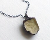 Citrine Necklace Gemstone Necklace Birthstone Necklace Gemstone Pendant November Citrus Green Rough Crystal Rough Facet