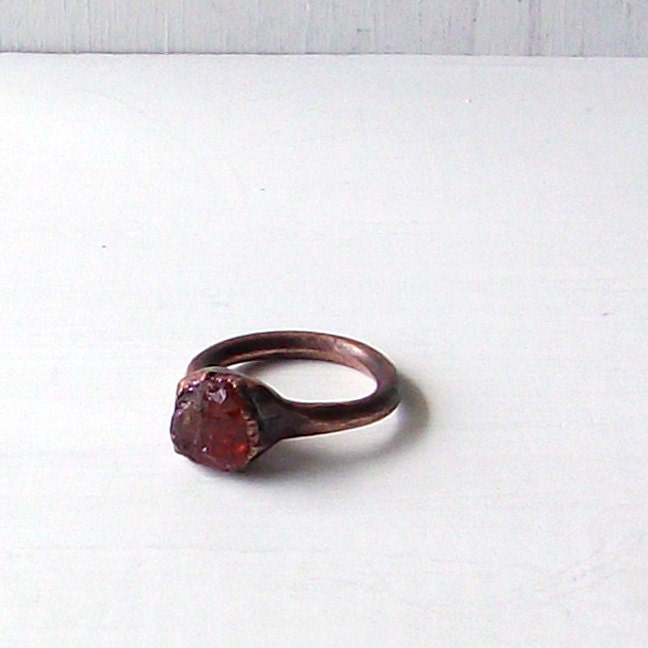 Garnet Ring Gemstone Ring Birthstone Ring Cocktail Ring January Capricorn Orange Sienna Rust Rough Stone Ring Handmade Artisan