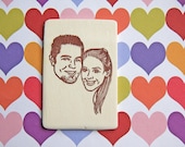 Hand Carved Custom Couple Portrait Stamp -DIY Wedding Stationery, Save the Date, Engagement, Invitations, Thank You Cards-