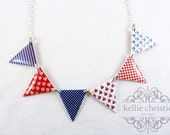 Bunting Necklace - Nautical - Red Blue White - Made to Order