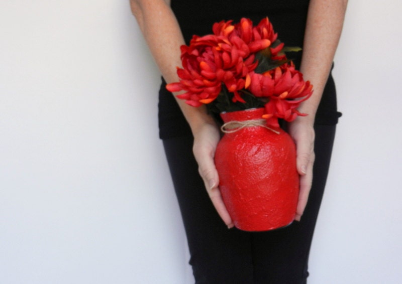 Red Vase / Bold Red Home Decor / made to order / flower vase / red valentine home decor