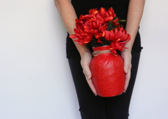 Red Vase / Bold Red Home Decor / made to order / flower vase / red valentine home decor