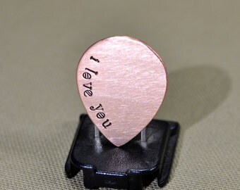 I love you teardrop copper guitar pick